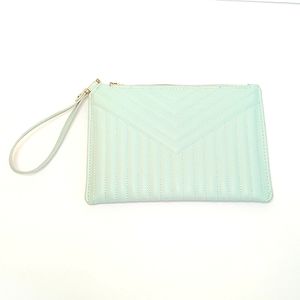 Aqua textured large wristlet